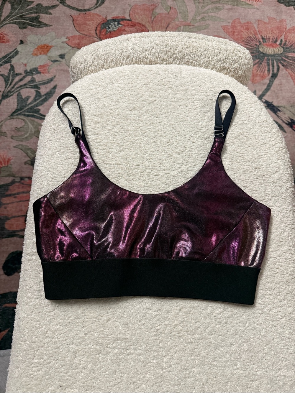 Heroine Sport Shimmer Plum Metallic Bralette with Black Band